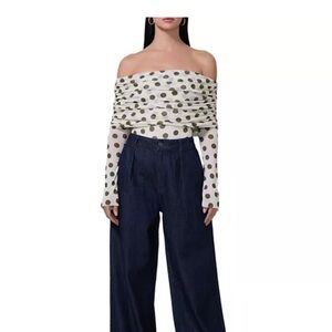 NWT AFRM Maxine Bodysuit Top in Birch Dot Size XL